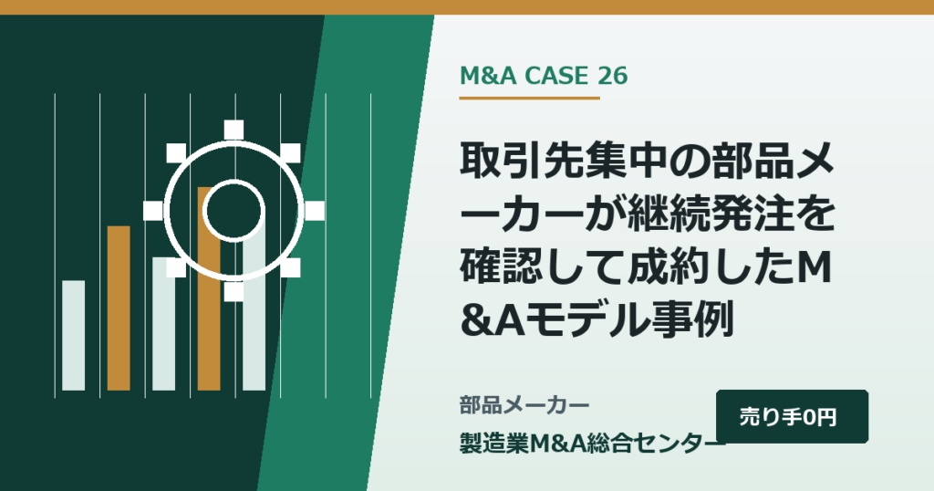 取引先集中の部品メーカーが継続発注を確認して成約したM&Aモデル事例｜製造業M&A総合センター