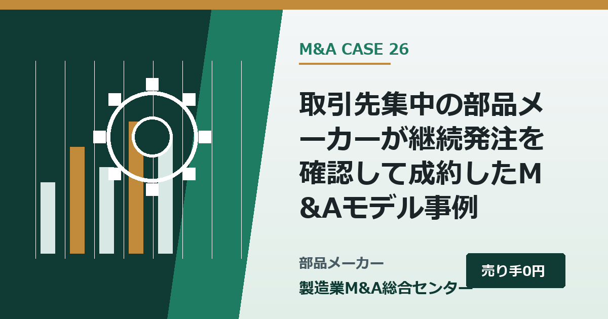 取引先集中の部品メーカーが継続発注を確認して成約したM&Aモデル事例|製造業M&A総合センター