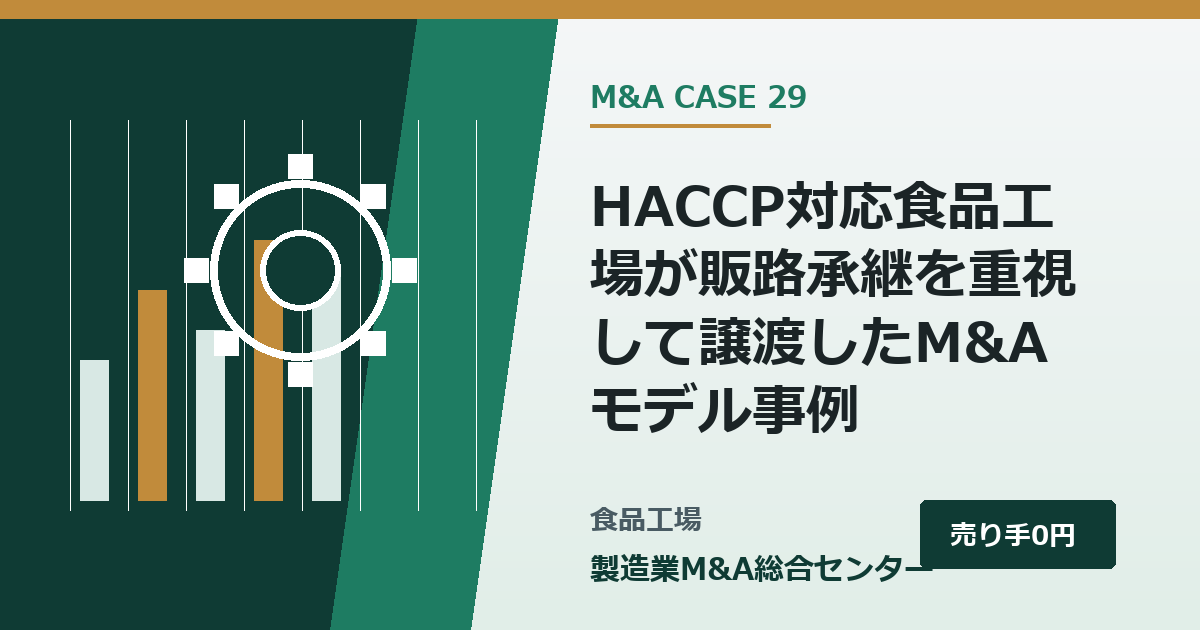 HACCP対応食品工場が販路承継を重視して譲渡したM&Aモデル事例｜製造業M&A総合センター
