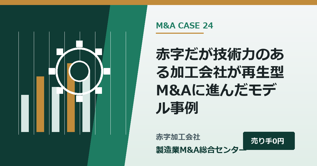 赤字だが技術力のある加工会社が再生型M&Aに進んだモデル事例|製造業M&A総合センター