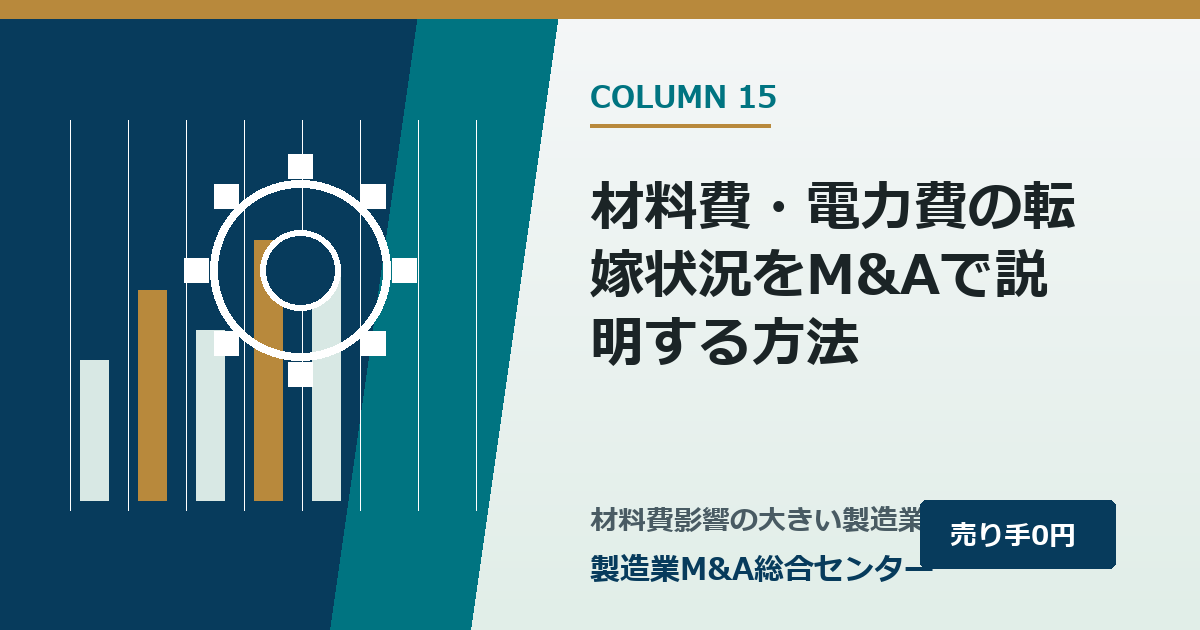 材料費・電力費の転嫁状況をM&Aで説明する方法｜製造業M&A総合センター